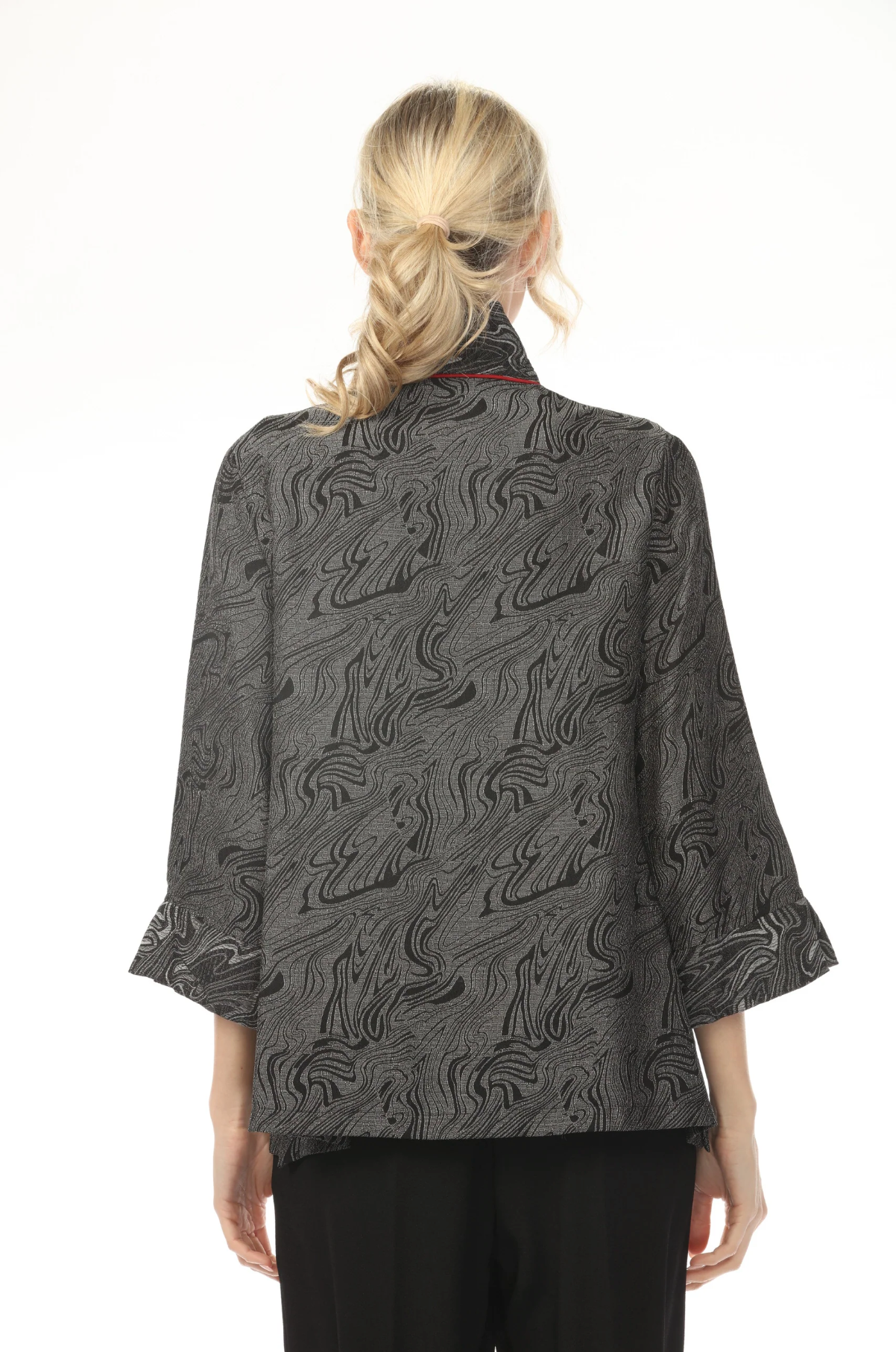 MOONLIGHT Two Button Elegant Wave Pattern Jacket - 2324 - SILVER/BLACK