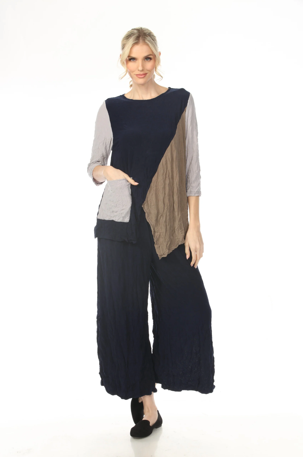 MOONLIGHT Mixed Colorblock Pocket Top - 4280