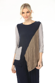MOONLIGHT Mixed Colorblock Pocket Top - 4280