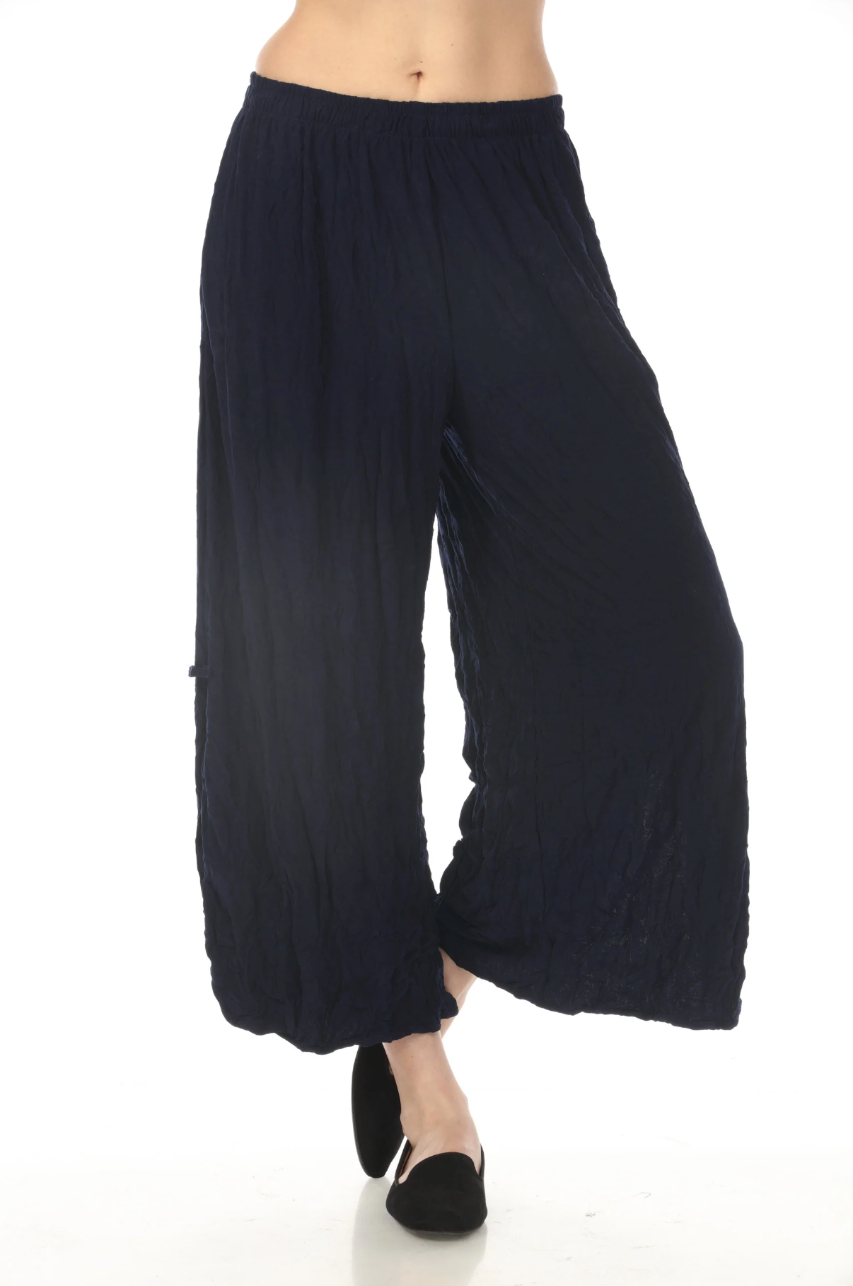 MOONLIGHT Solid Crinkle Relaxed Pant - P4281 - NAVY