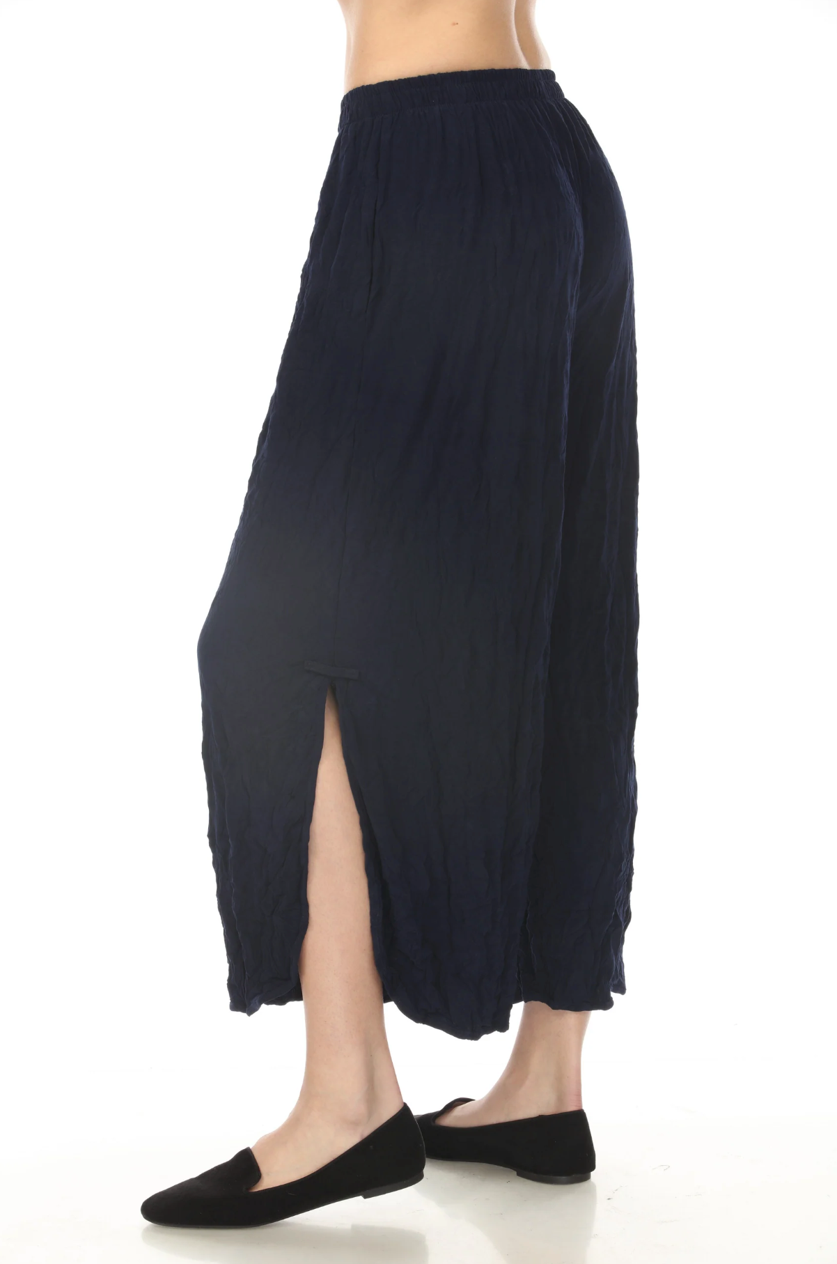 MOONLIGHT Solid Crinkle Relaxed Pant - P4281 - NAVY