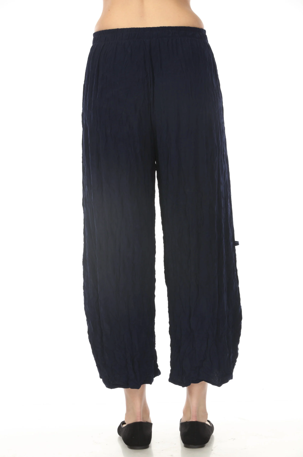 MOONLIGHT Solid Crinkle Relaxed Pant - P4281 - NAVY
