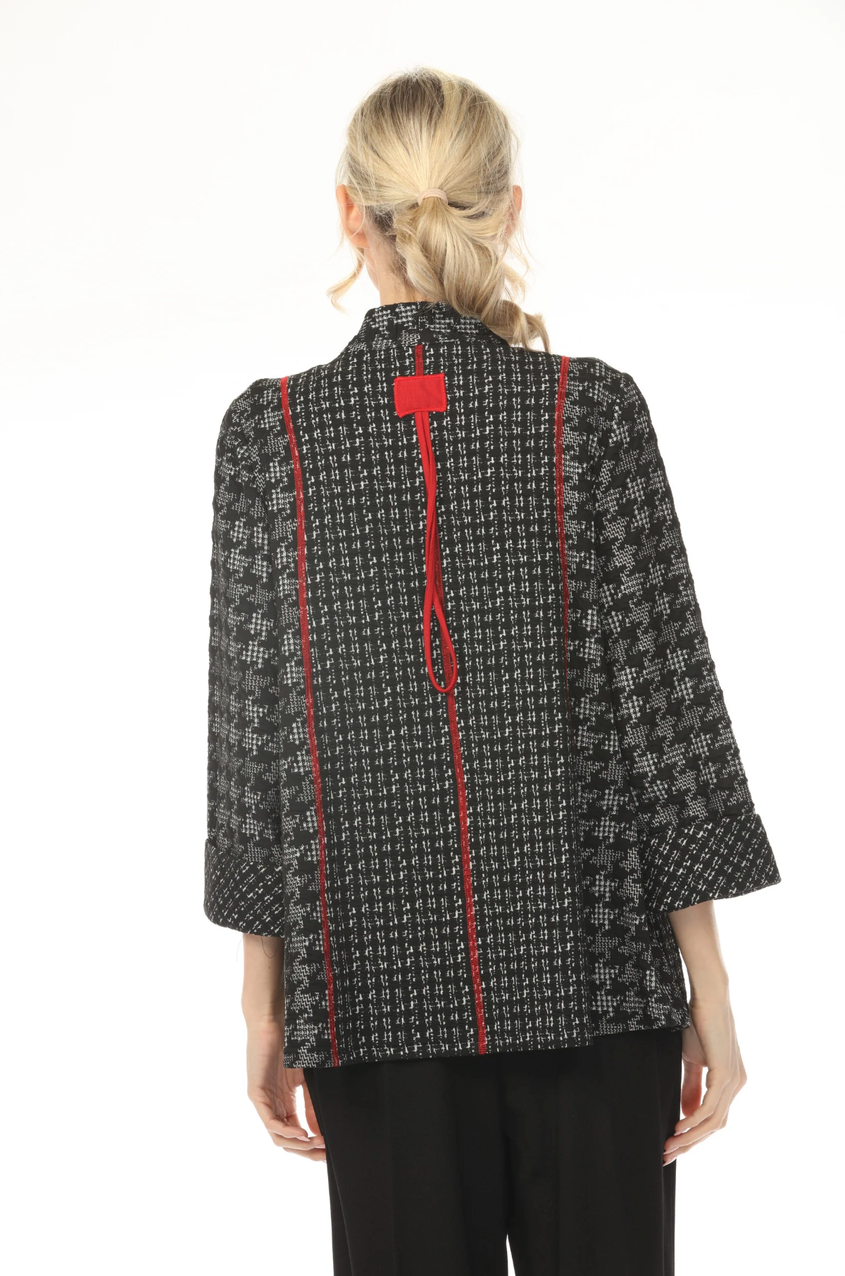 MOONLIGHT One Button Gray & Black Houndstooth Print Jacket - 3636