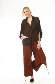 MOONLIGHT Solid Split Sleeve Pocket Top - 4274 - RUST
