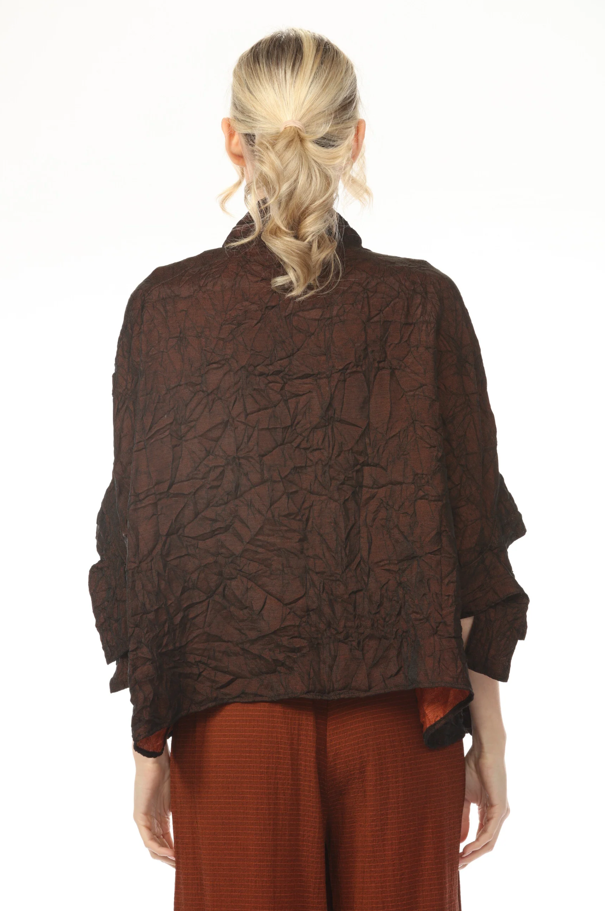 MOONLIGHT Solid Split Sleeve Pocket Top - 4274 - RUST