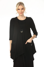 MOONLIGHT Black Long One Button Pocket Top - V1876SP