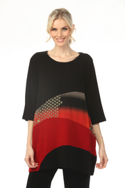 MOONLIGHT Black, Grey & Red Gradient Pattern Top - CM102
