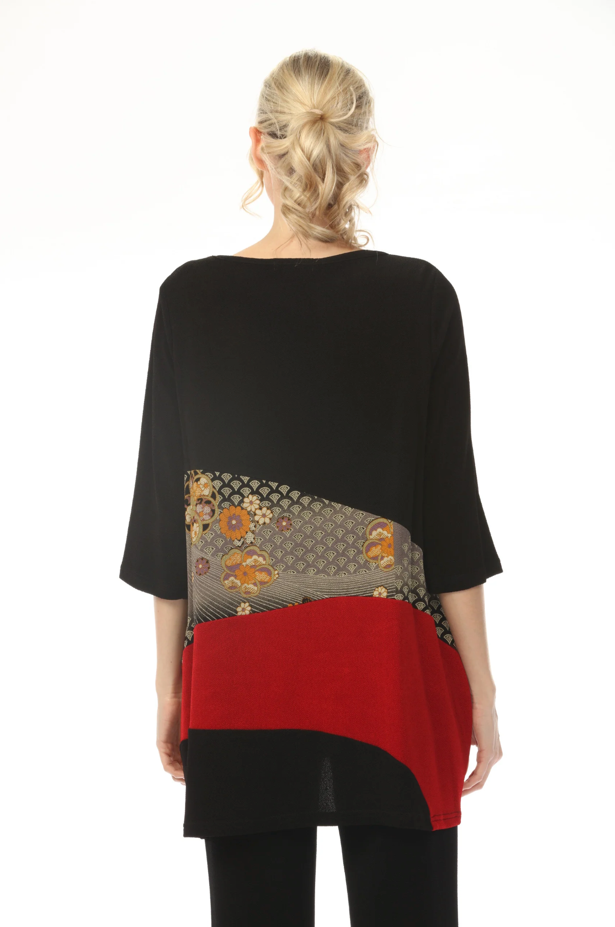 MOONLIGHT Black, Grey & Red Gradient Pattern Top - CM102