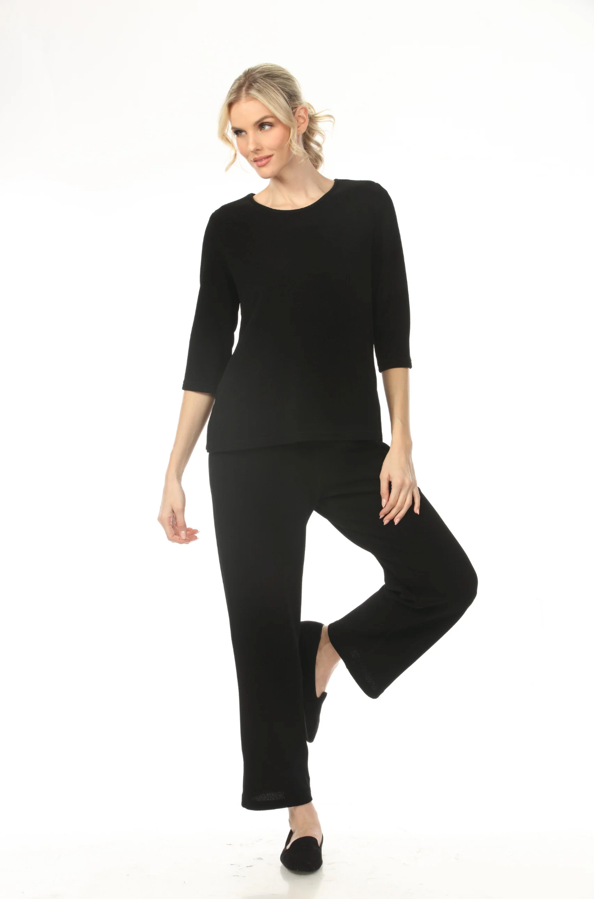 MOONLIGHT Black Relaxed Basic Staple Top - CM07