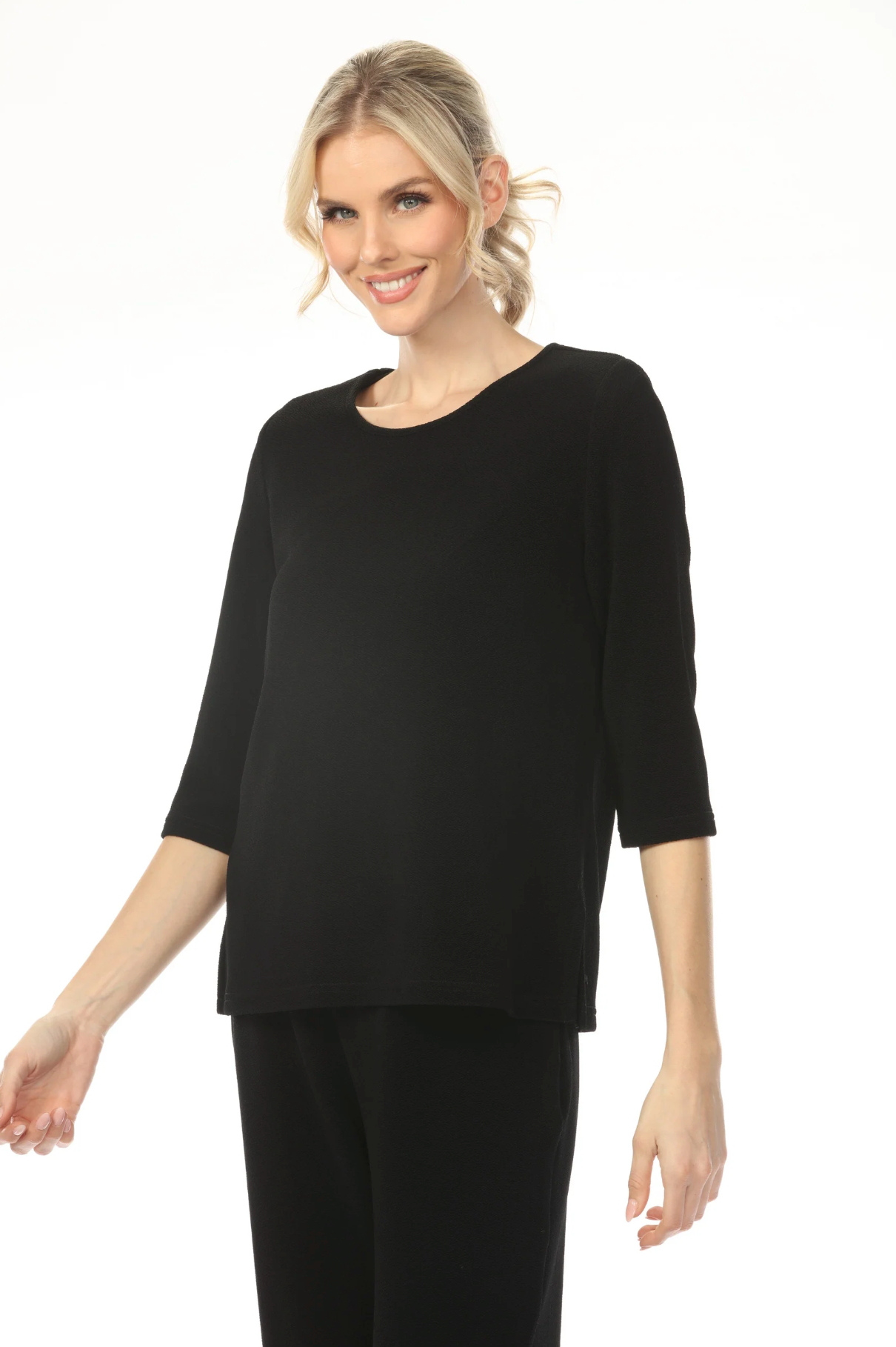MOONLIGHT Black Relaxed Basic Staple Top - CM07