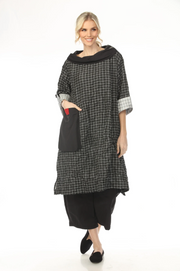 MOONLIGHT Relaxed Neck Grid Print Pocket Dress - D4232