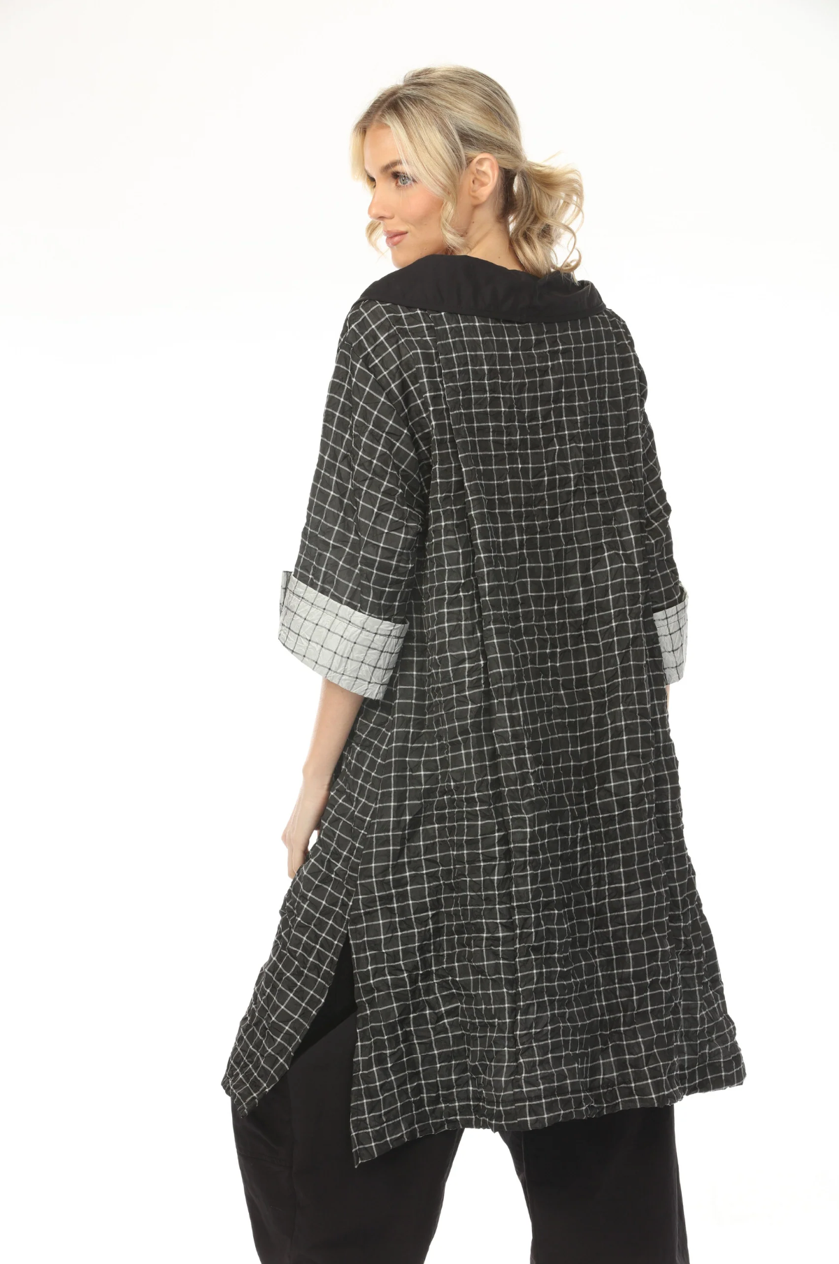 MOONLIGHT Relaxed Neck Grid Print Pocket Dress - D4232