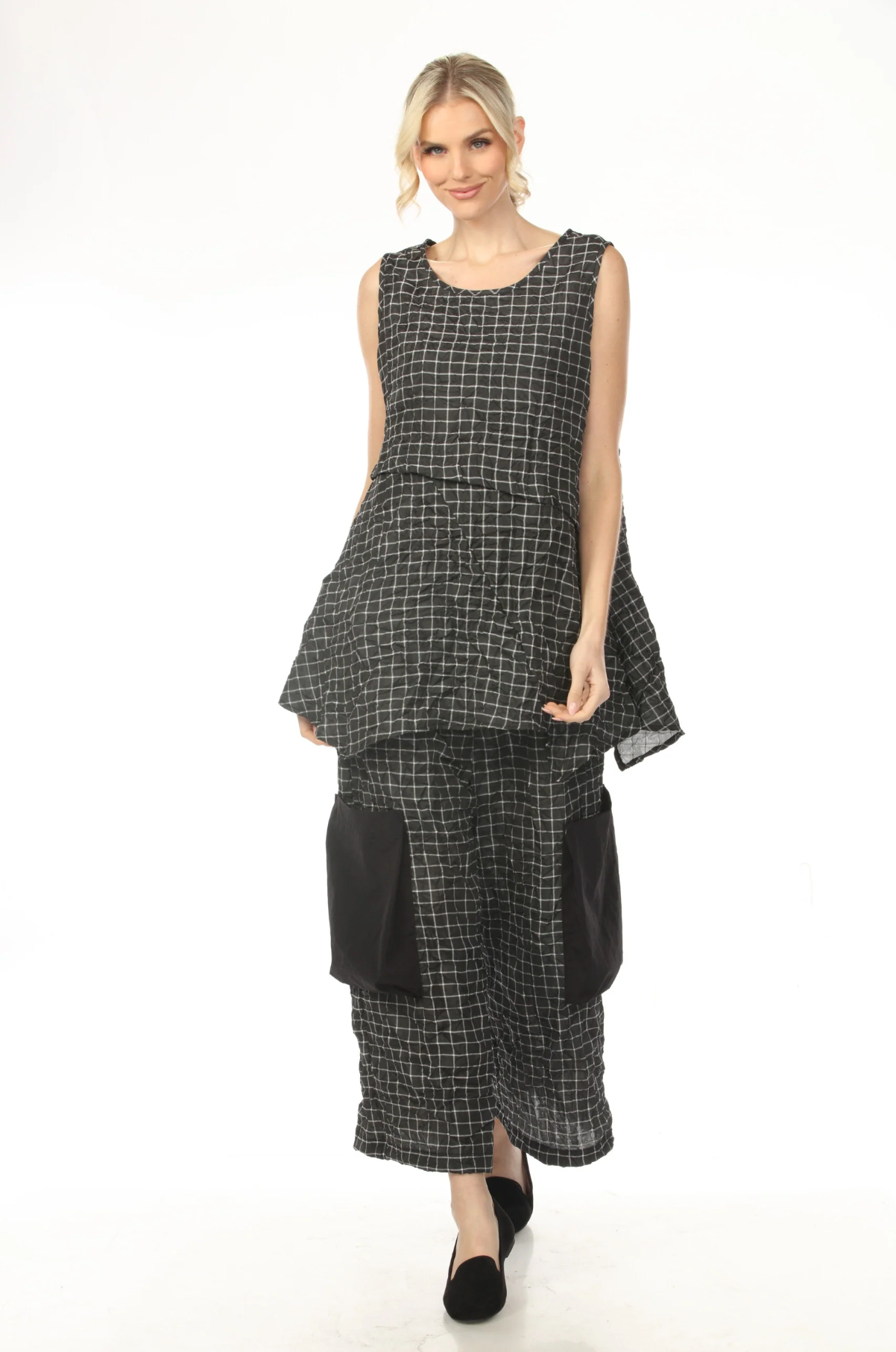 MOONLIGHT Relaxed Grid Print Tank Top - T4245