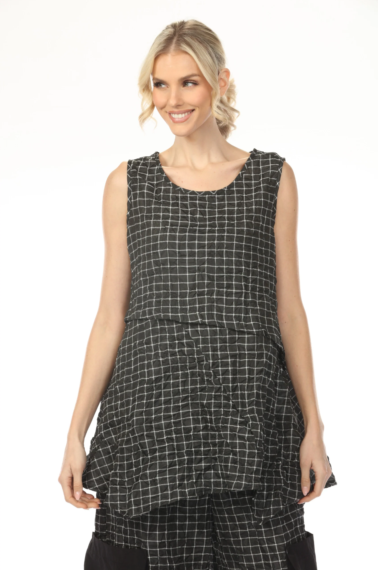MOONLIGHT Relaxed Grid Print Tank Top - T4245