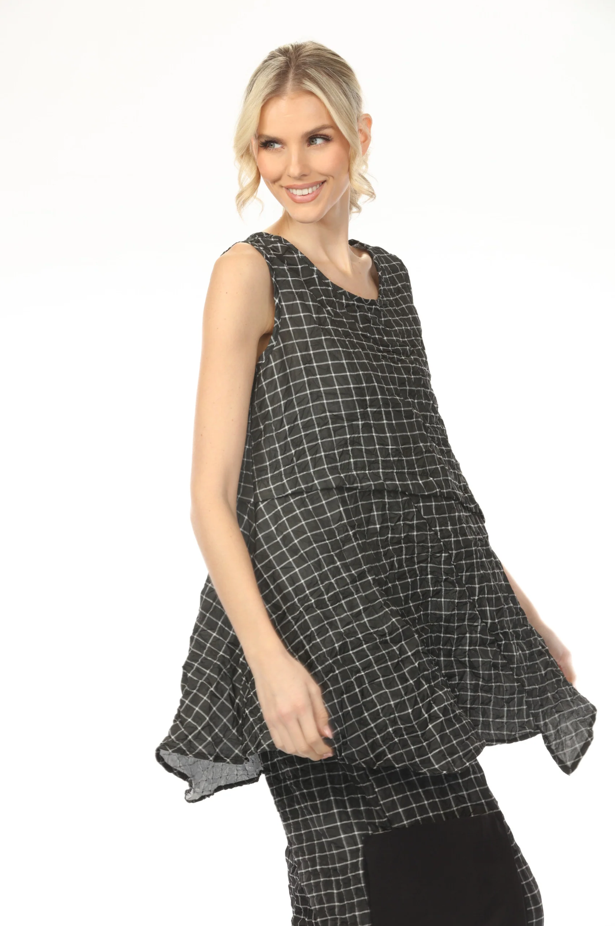 MOONLIGHT Relaxed Grid Print Tank Top - T4245