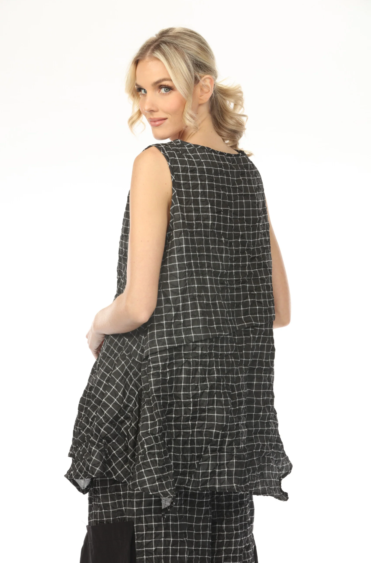 MOONLIGHT Relaxed Grid Print Tank Top - T4245