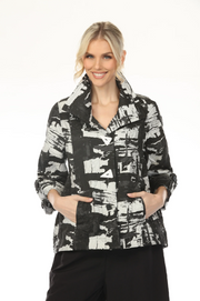 MOONLIGHT Button Down Black & White Graphic Print Jacket - 4231