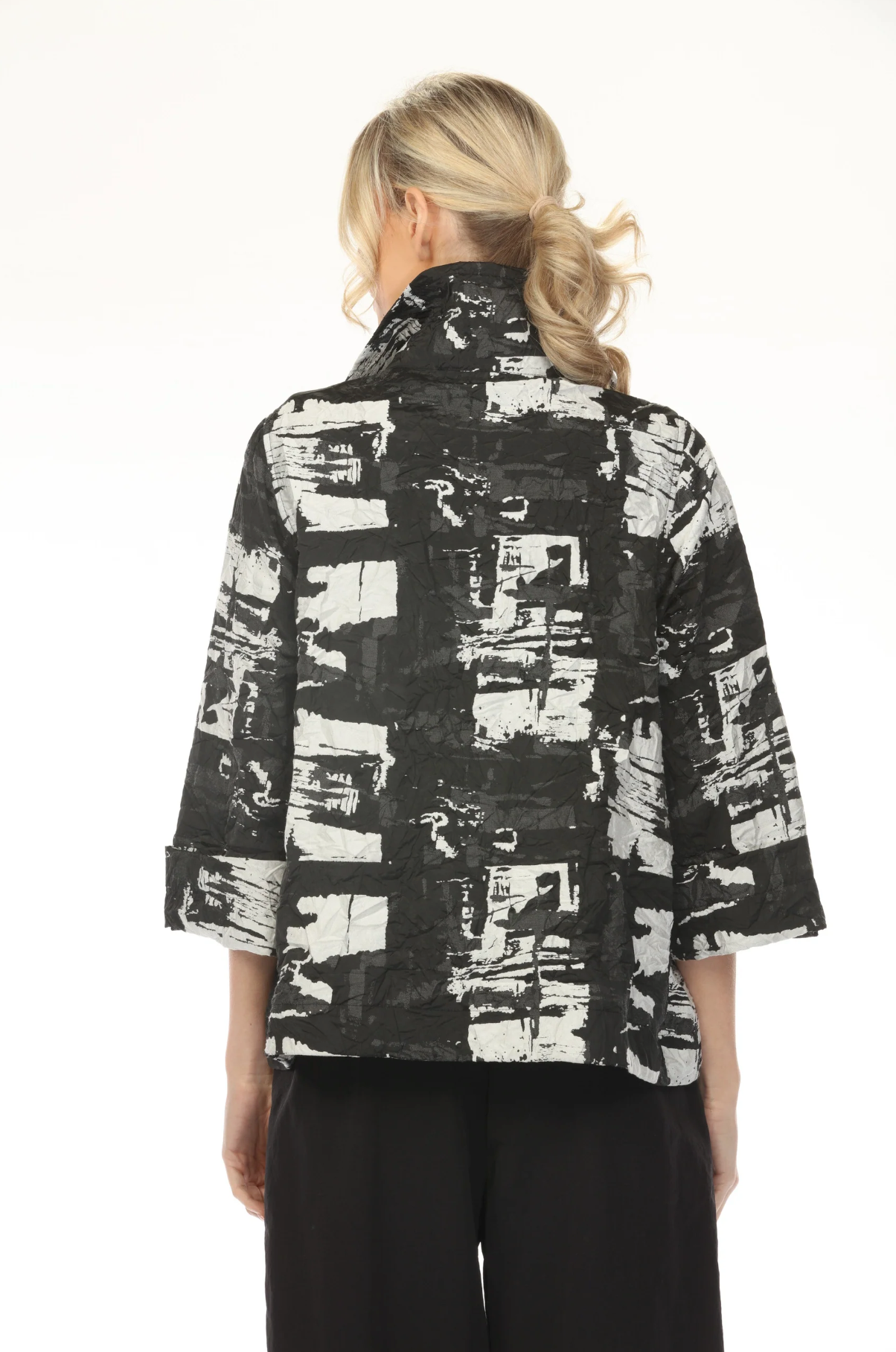 MOONLIGHT Button Down Black & White Graphic Print Jacket - 4231