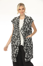 MOONLIGHT Black & Gray Long Open Pocket Vest - WV1010