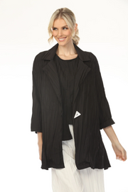 MOONLIGHT One Button Closure Solid Pocket Jacket - WJ1022 - BLACK