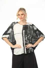 MOONLIGHT Wide Sleeve Black & White Photograph Print Top - 4265