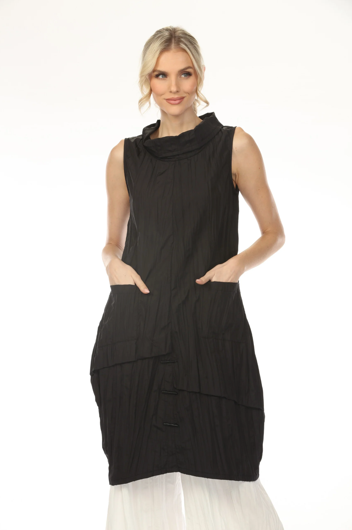MOONLIGHT High Neck Solid Pocket Dress - WD2021