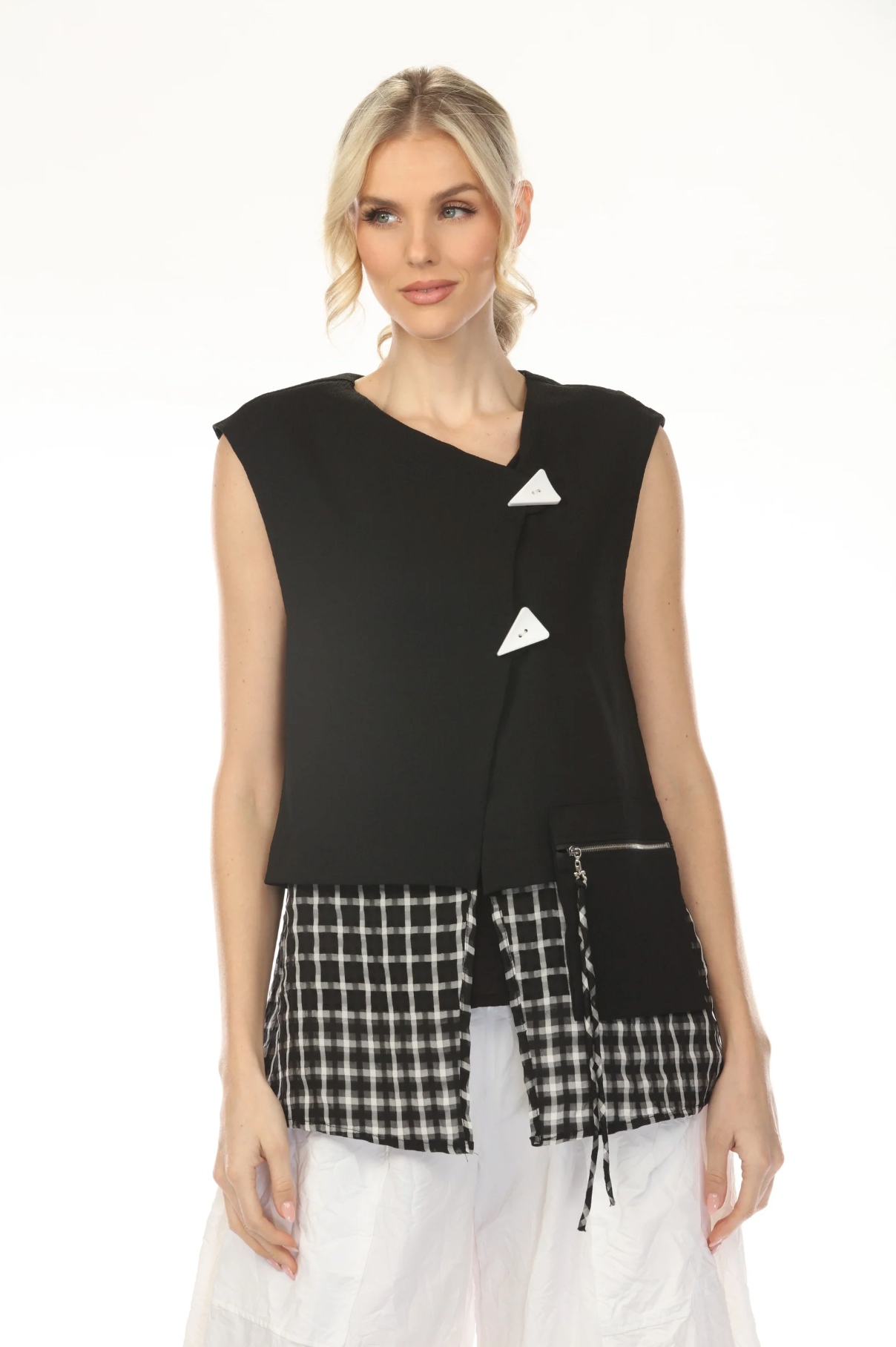 MOONLIGHT Two Button Closure Asymmetrical Top - WV2039