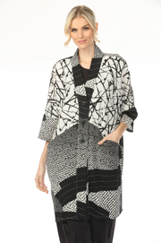 MOONLIGHT Button Down Black & White Mixed Media Jacket - WJ2011
