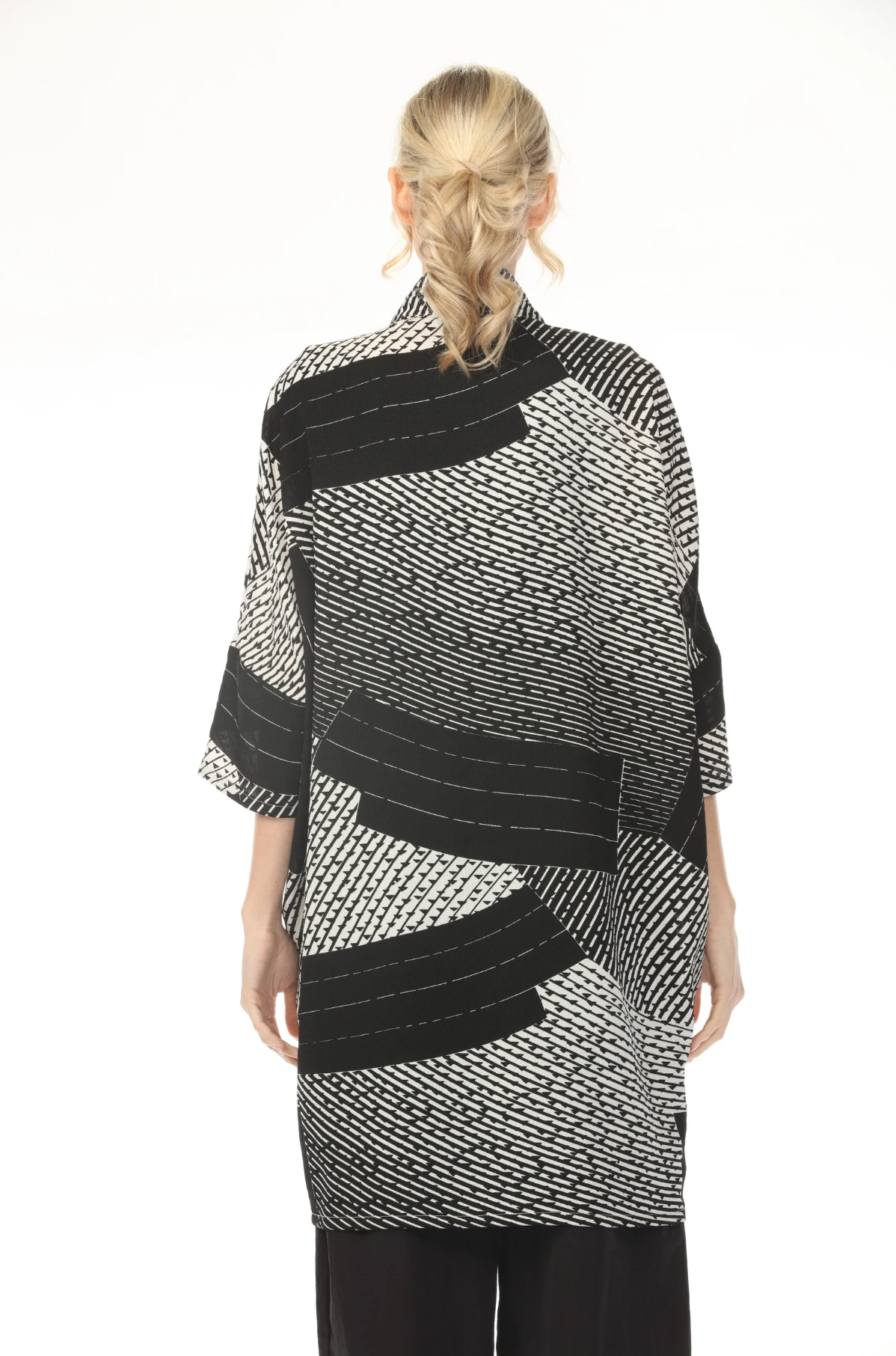 MOONLIGHT Button Down Black & White Mixed Media Jacket - WJ2011