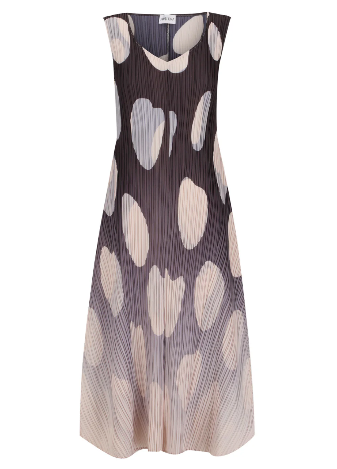 Alquema Long Estrella Dress - BEIGE TO BLACK ELLIPTICAL SPOT
