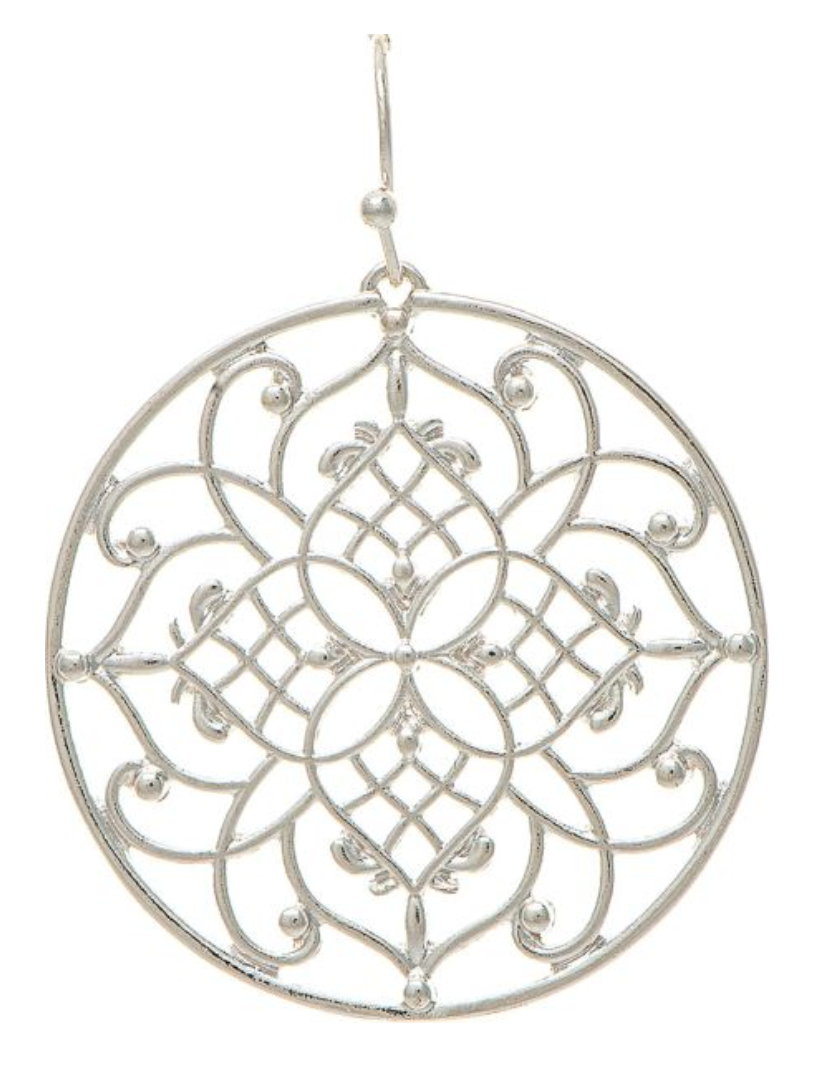 RAIN Silver Swirly Medallion Earring