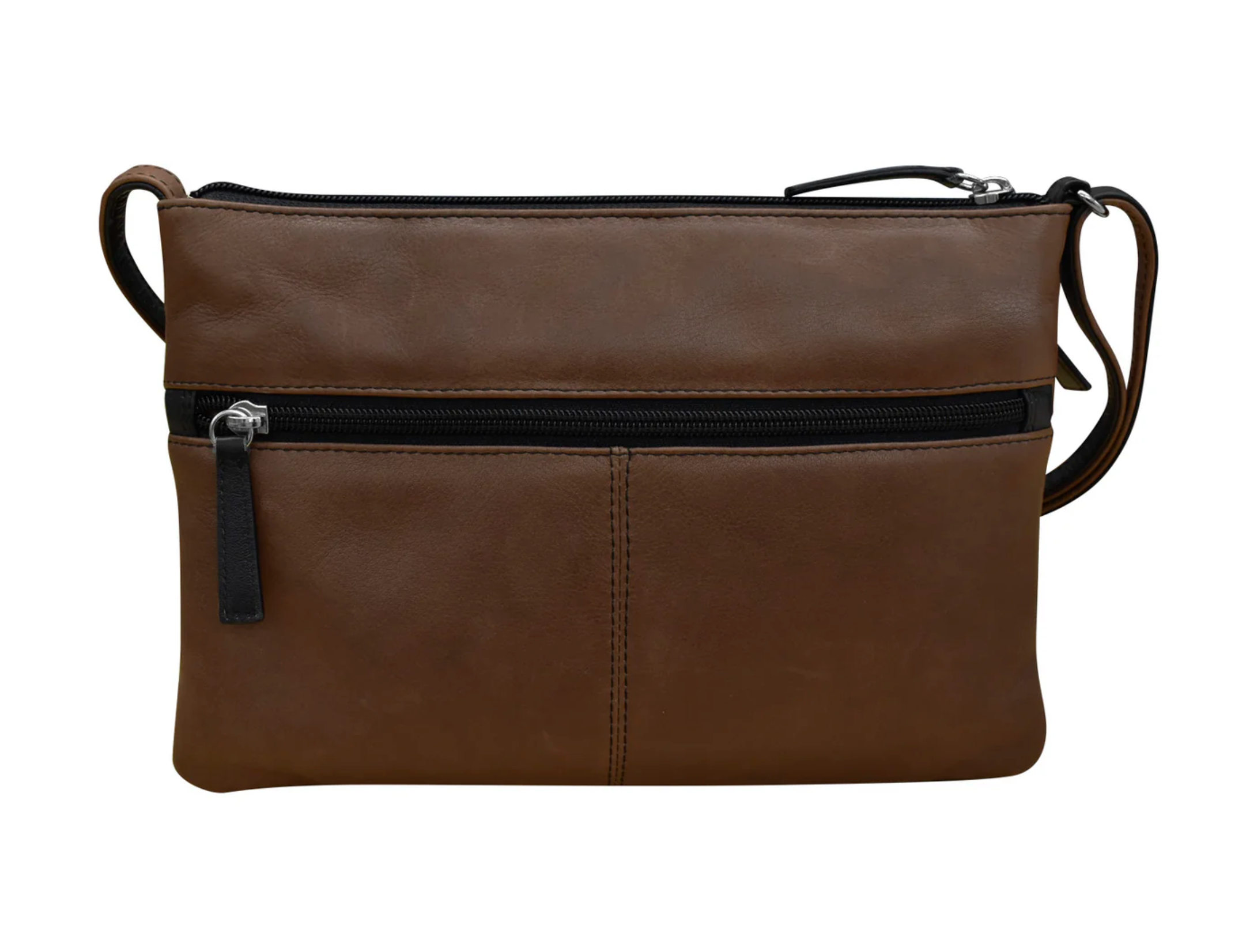 ili New York - DOUBLE ZIP CROSSBODY BAG - 6028 - Toffee/Black