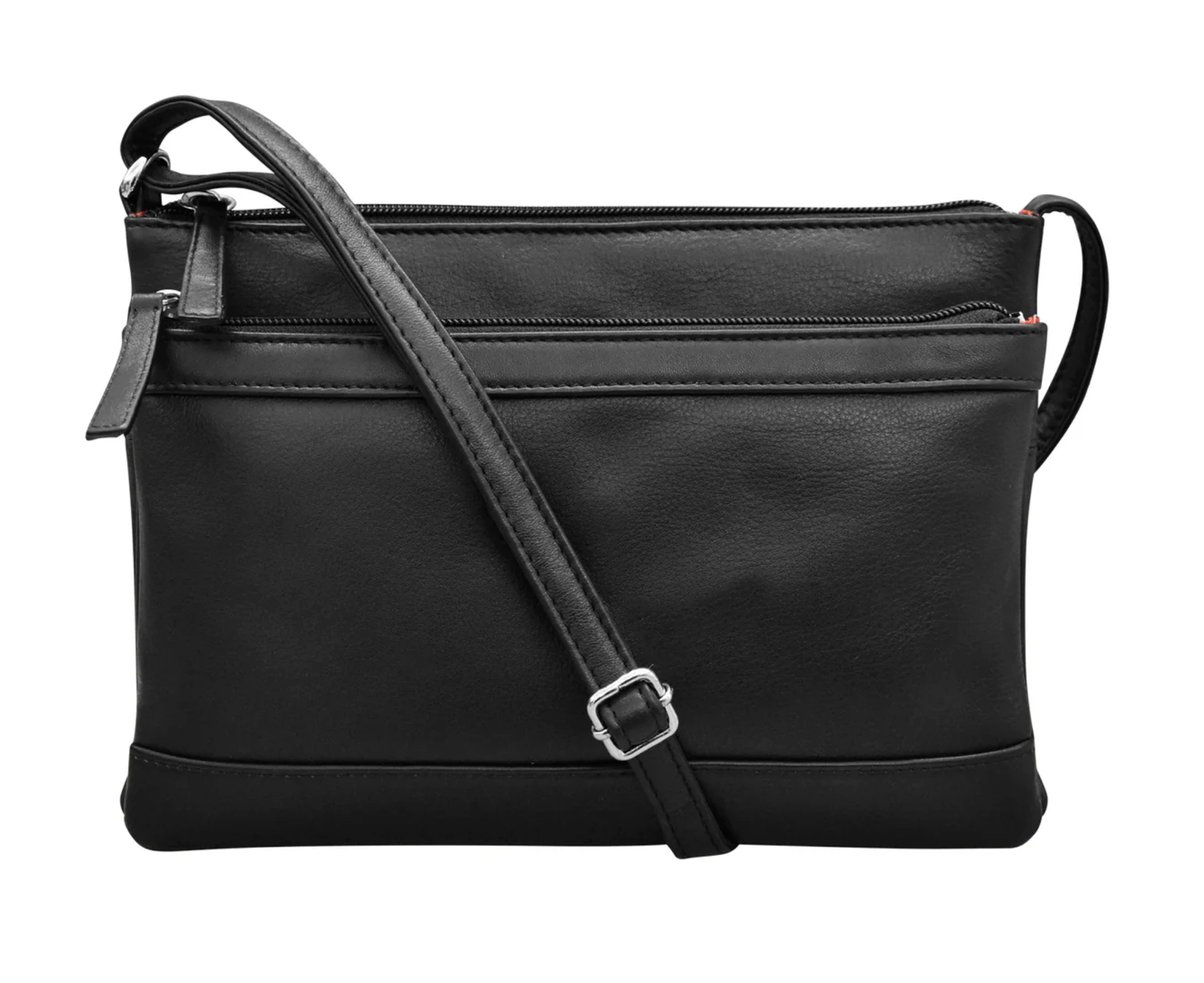 ili New York - DOUBLE ZIP CROSSBODY BAG - 6028 - Black