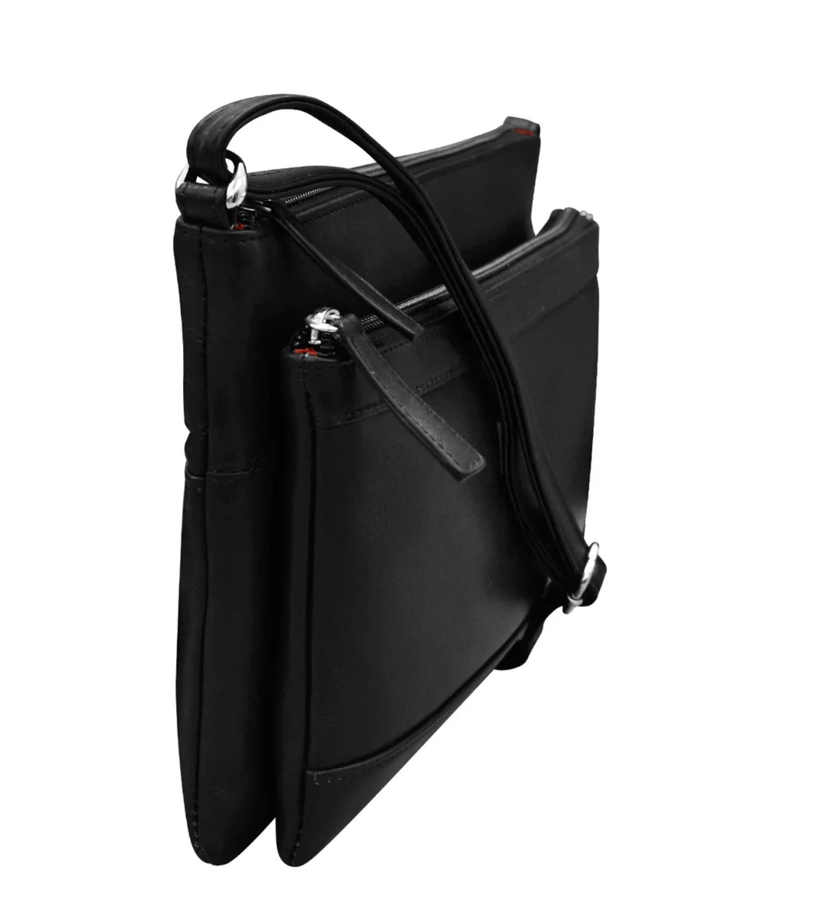 ili New York - DOUBLE ZIP CROSSBODY BAG - 6028 - Black