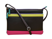 ili New York - DOUBLE ZIP CROSSBODY BAG - 6028 - Black Brights
