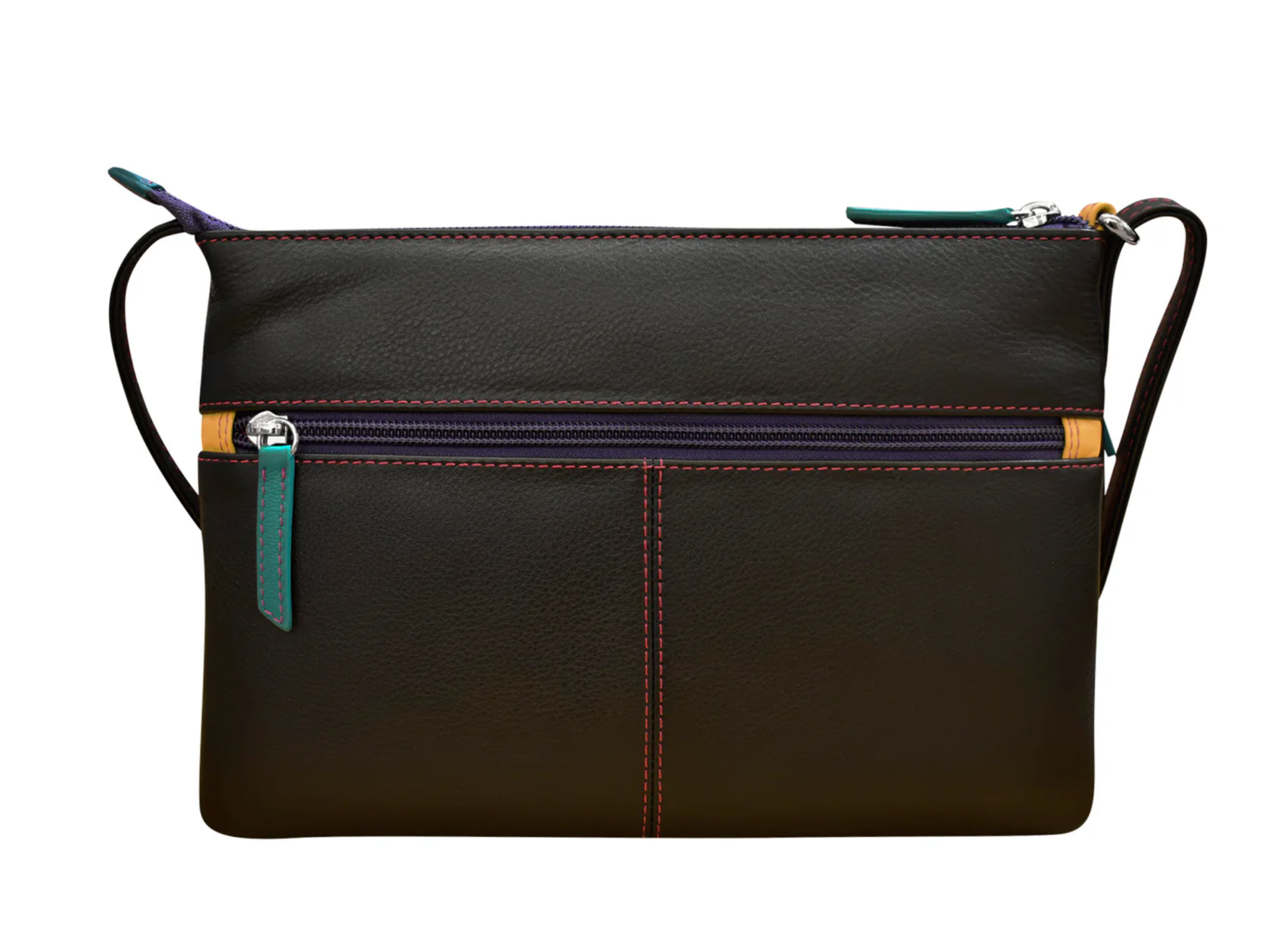 ili New York - DOUBLE ZIP CROSSBODY BAG - 6028 - Black Brights