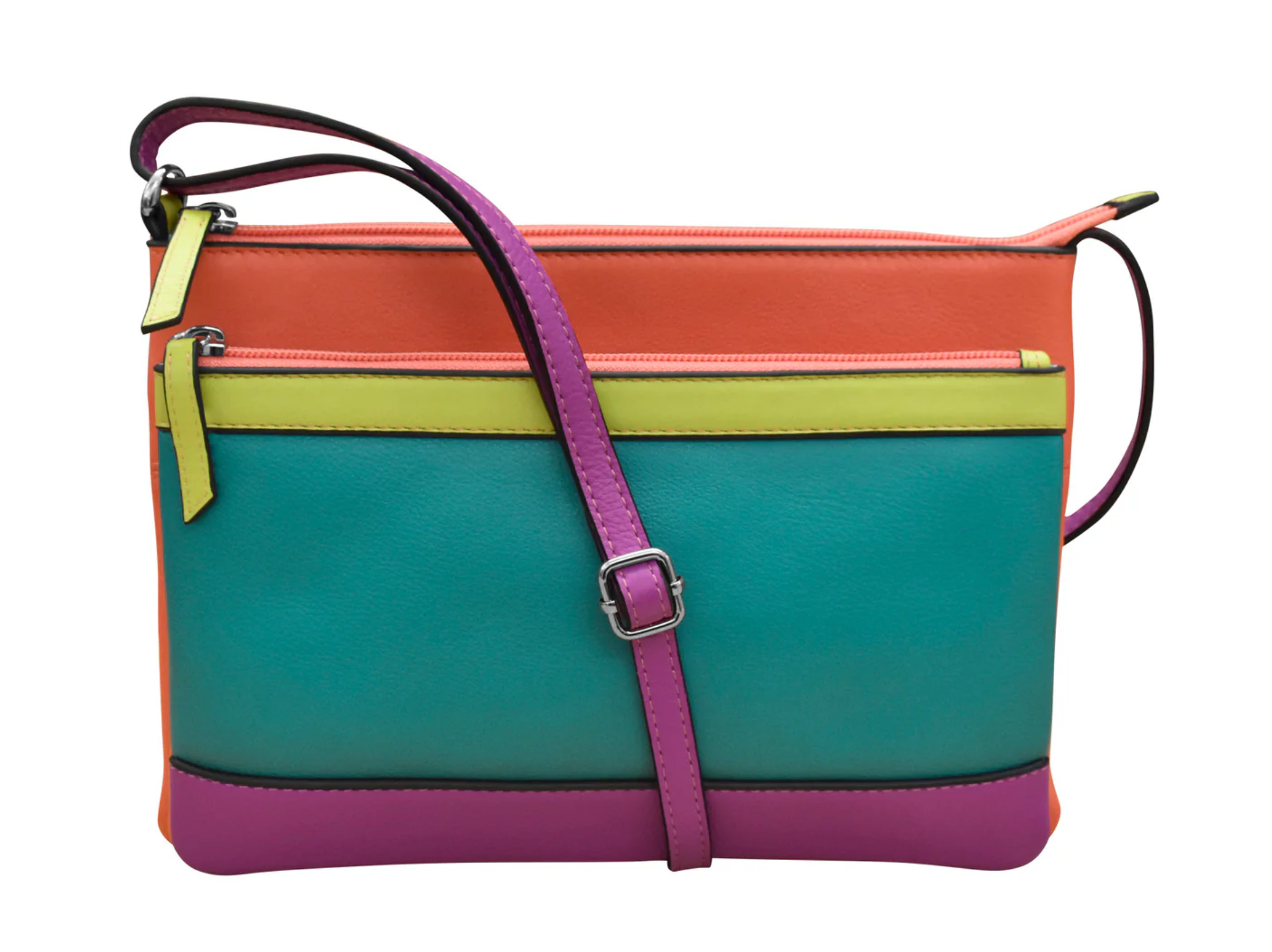 ili New York - DOUBLE ZIP CROSSBODY BAG - 6028 - Paradise Multi