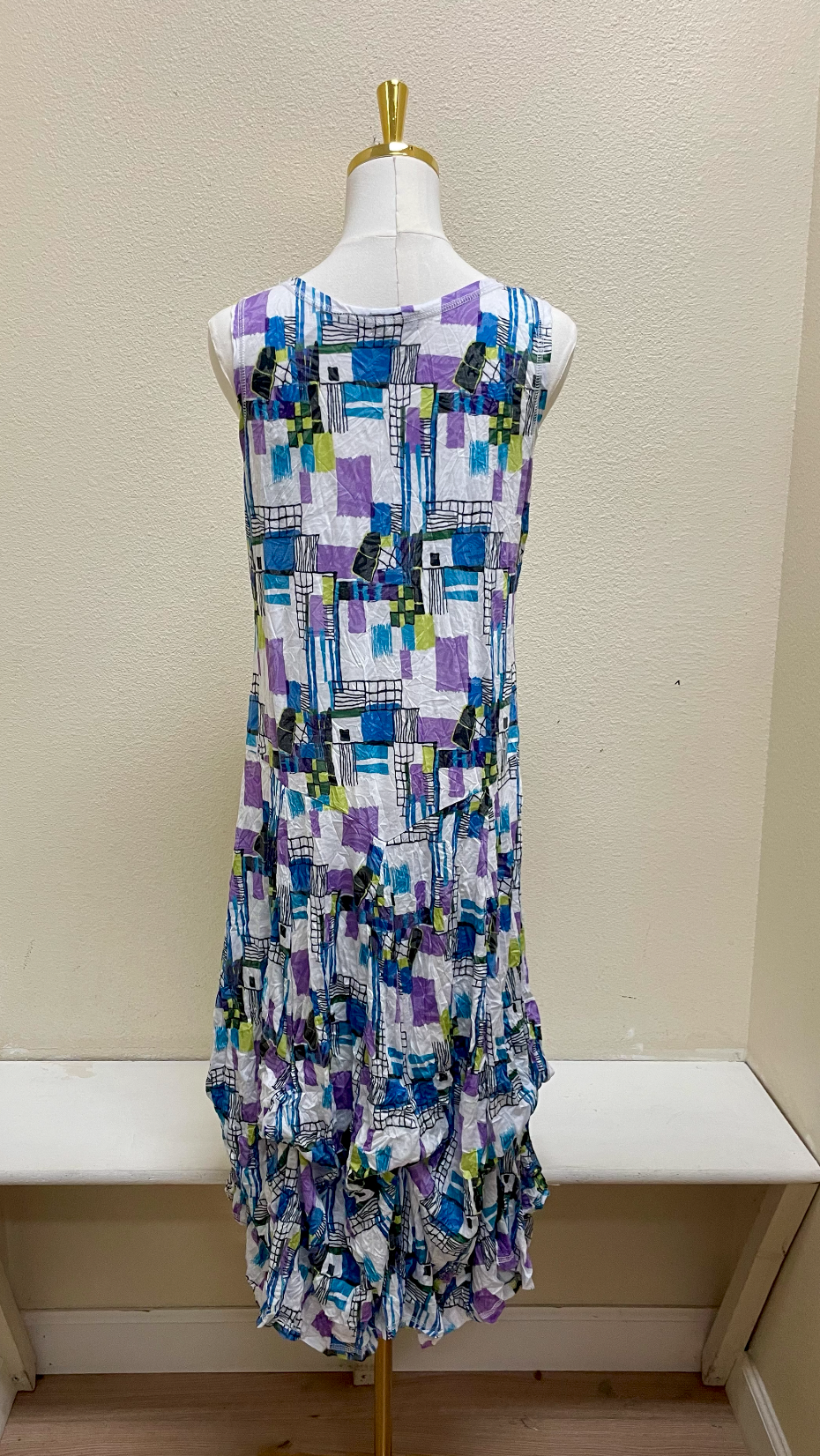 Shana Crinkle Long Tank Bubble Dress - 26006 - MULTI