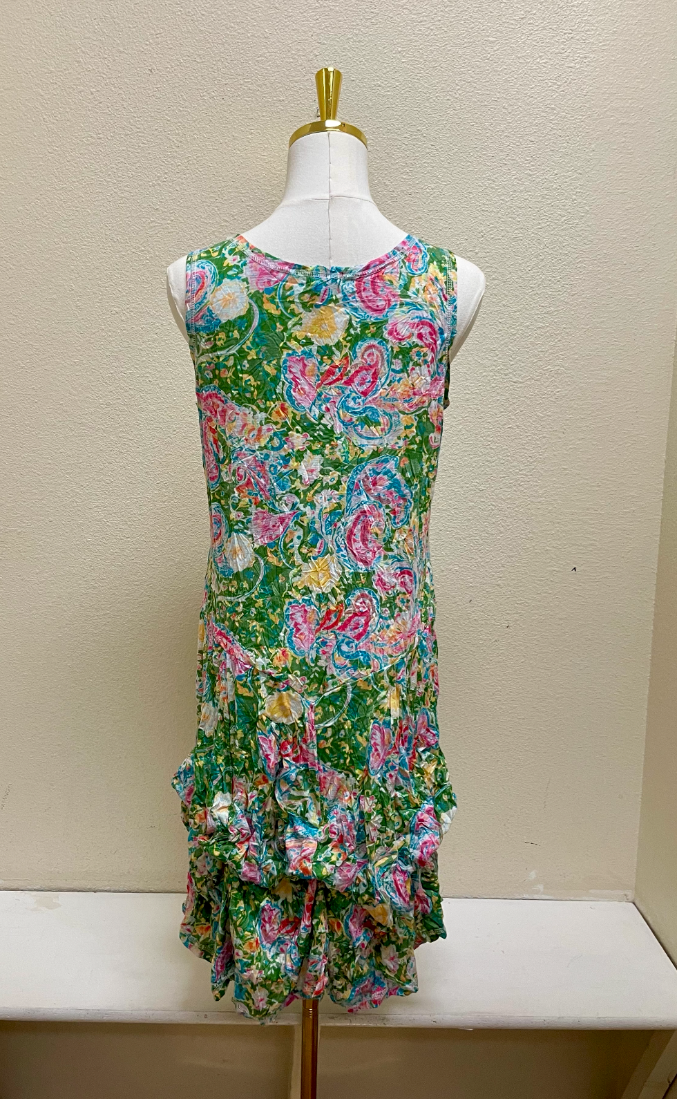 Shana Crinkle Short Tank Bubble Dress - 26007 - GREEN