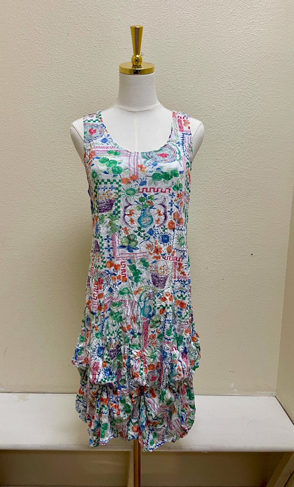 Shana Crinkle Short Tank Bubble Dress - 26007 - MULTI