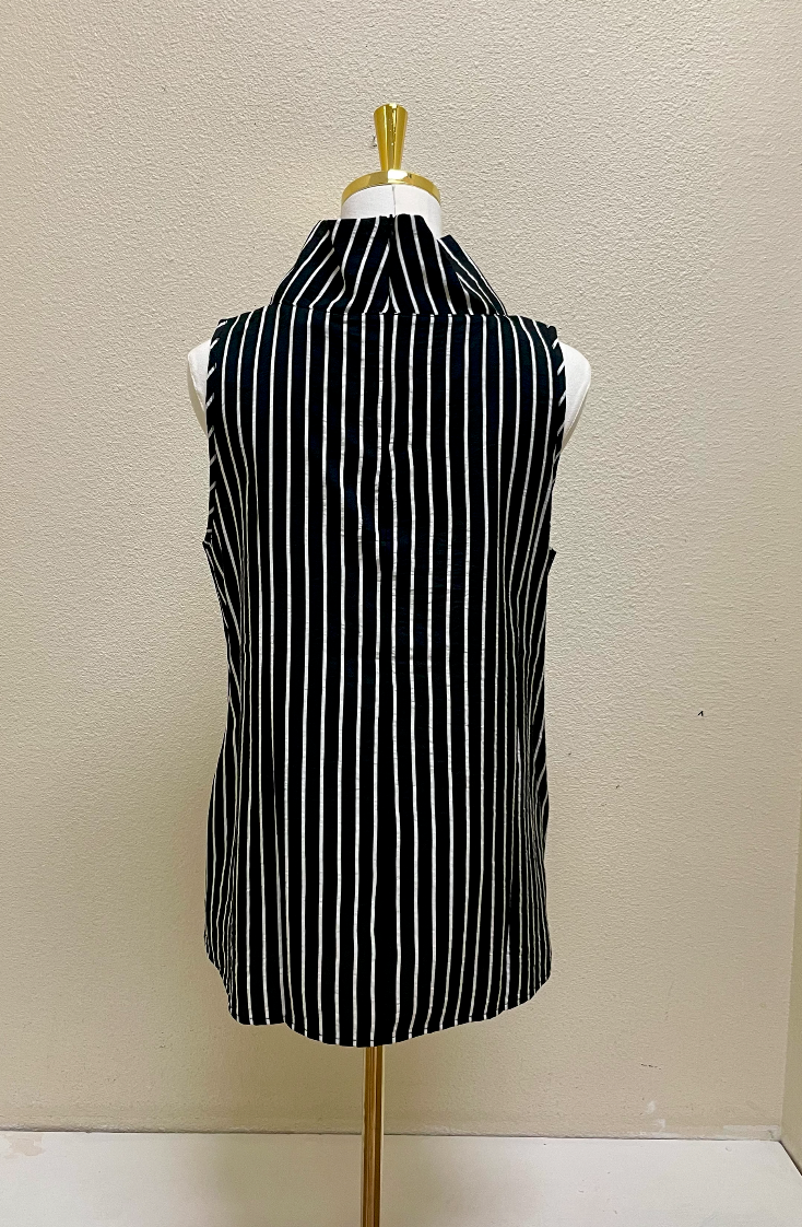 Shana Printed Tank Mock Neck Patch Top - 26303 - BLACK