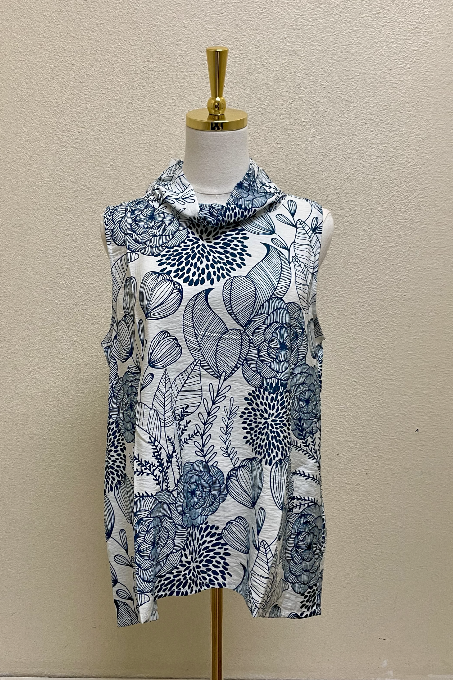 Shana Printed Cowl Neck Tunic - 26341 - NAVY