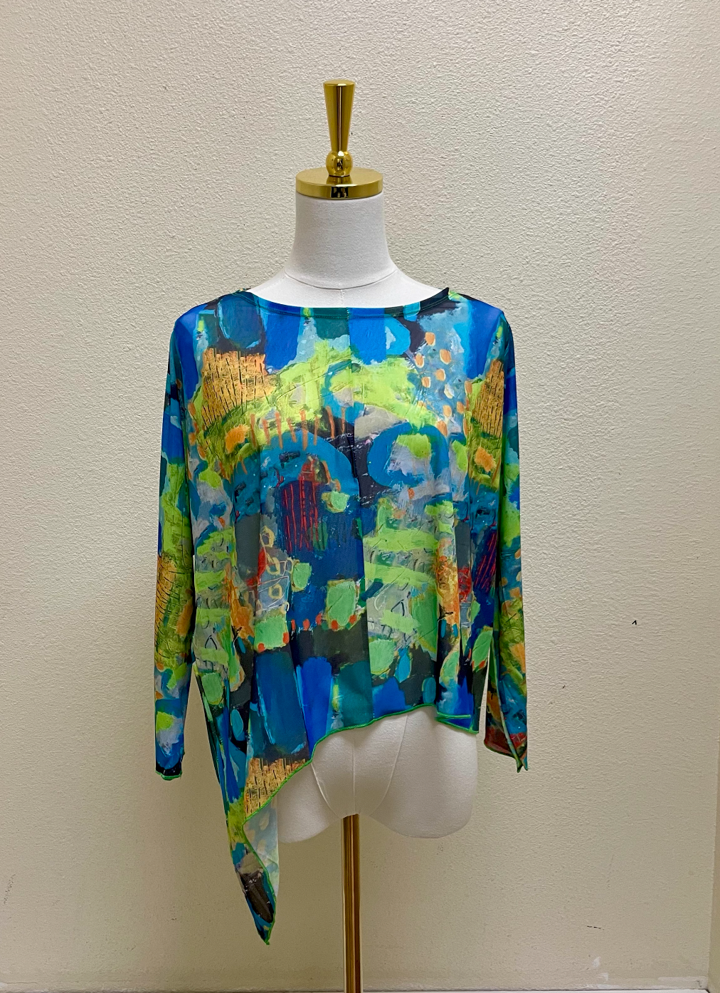 Shana Asymmetrical Mesh Topper - 26071 - GREEN