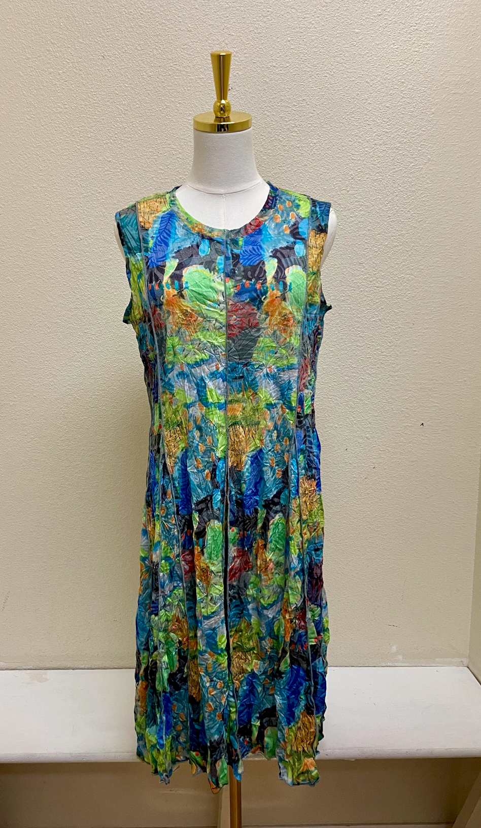 Shana Crinkle Stitch Detail Tank Dress - 26011 - GREEN