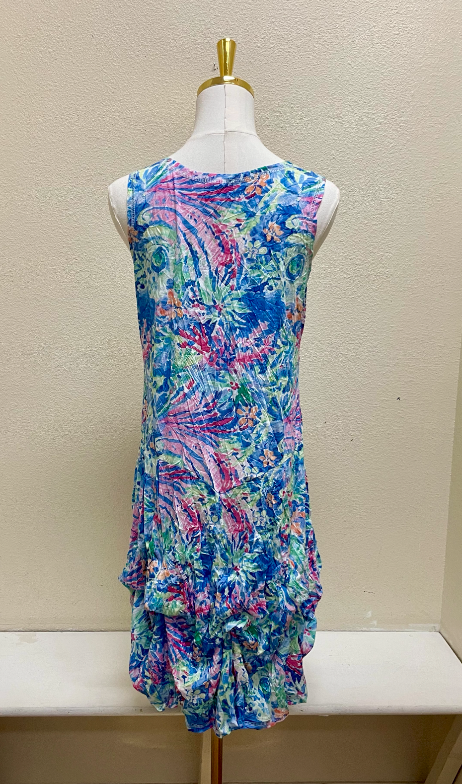 Shana Crinkle Short Tank Bubble Dress - 26007 - BLUE