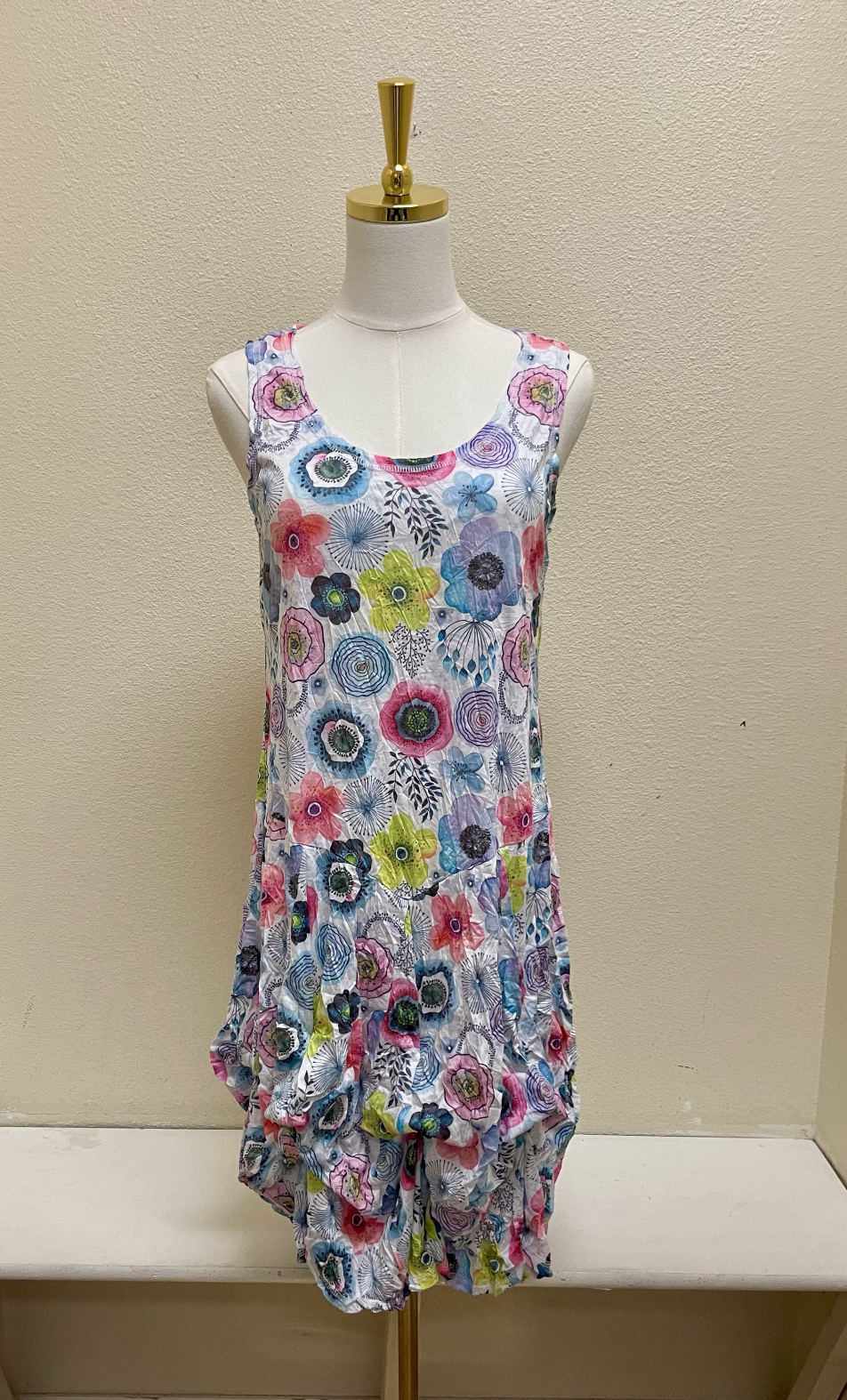 Shana Crinkle Short Tank Bubble Dress - 26007 - FLORAL