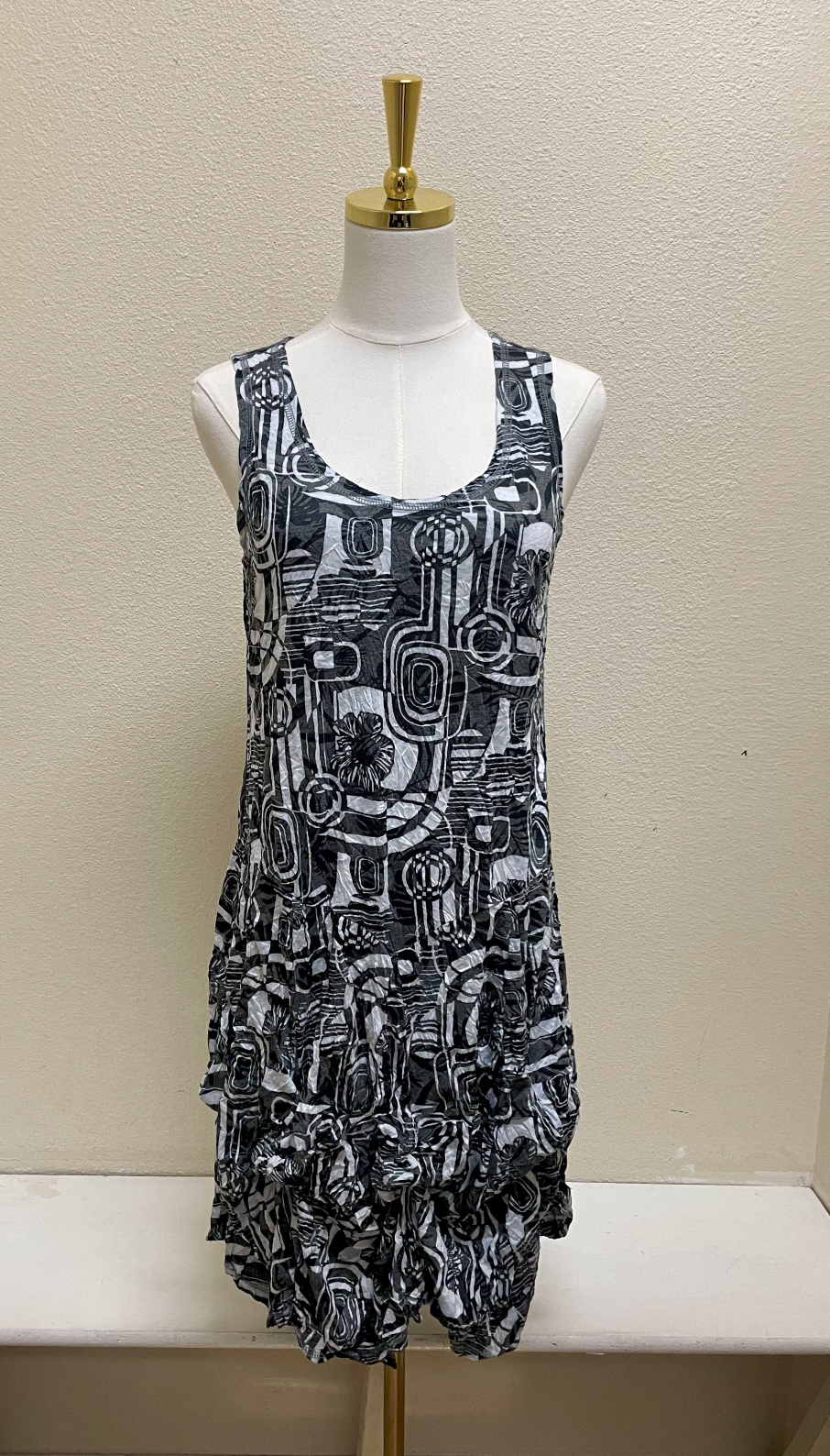 Shana Crinkle Short Tank Bubble Dress - 26007 - BLACK