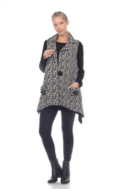 MOONLIGHT Black & White Abstract Print Pocket Vest - 7388