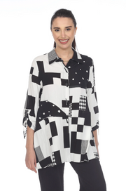 MOONLIGHT Black & White Graphic Block Print Jacket - 3002