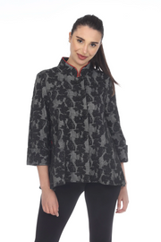 MOONLIGHT Button Down Black & Gray Floral Print Jacket - 3428 FW